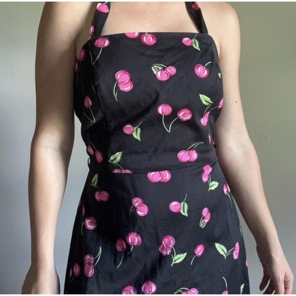 Vintage‎ Danny & Nicole Women's Cherry Mini Dress Halter Sleeveless Black Red 10